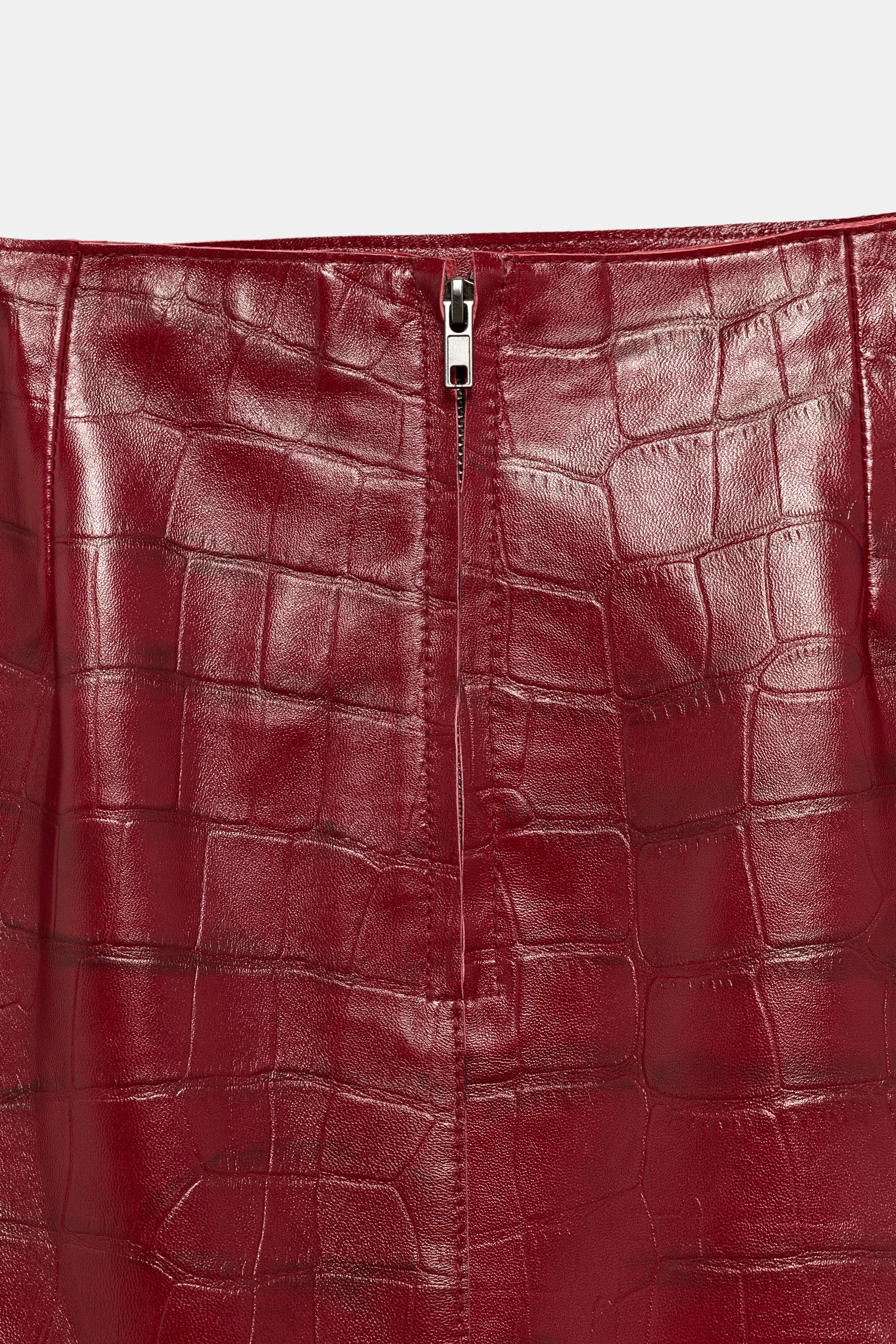ZW COLLECTION 100% LEATHER MIDI SKIRT